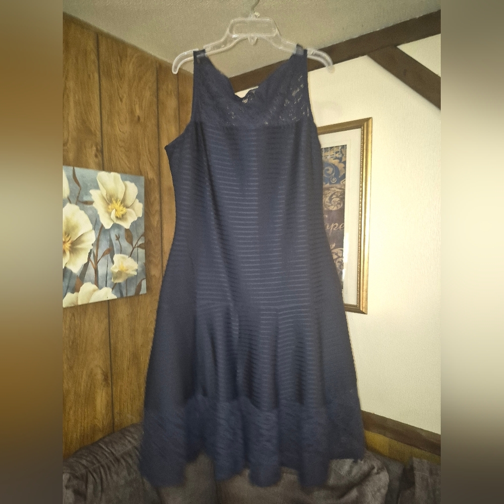 Elegant Dark Blue Lace Dress